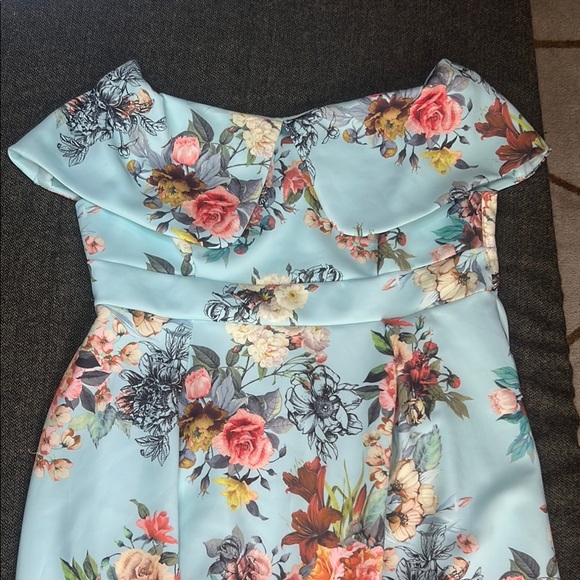 ASOS Stunning Blue Off-Shoulder Formal Dress with Stretch Plus sz 18 - Picture 3 of 16